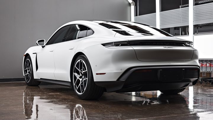 White Porsche Taycan - PPF, nano-ceramic window tint and ceramic coating