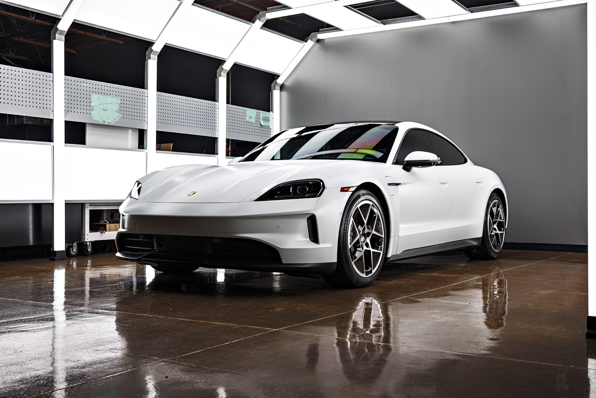 White Porsche Taycan – XPEL PPF, Window Tint And Ceramic Coating