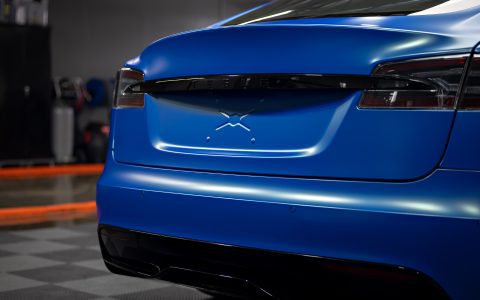Satin Wave Blue Model S - Full vehicle color-change vinyl wrap and matte ceramic coating
