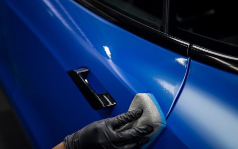 Satin Wave Blue Model S - Full vehicle color-change vinyl wrap and matte ceramic coating