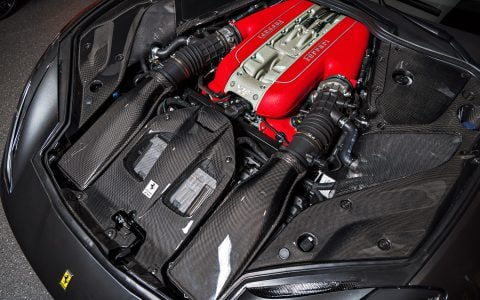 Grey Ferrari 812 Superfast - Full carbon fiber engine bay trim upgrades and Ceramic Coating