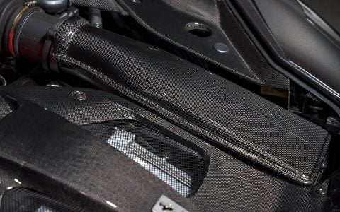 Grey Ferrari 812 Superfast - Full carbon fiber engine bay trim upgrades and Ceramic Coating