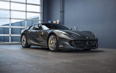 Grey Ferrari 812 Superfast - Full carbon fiber engine bay trim upgrades and Ceramic Coating