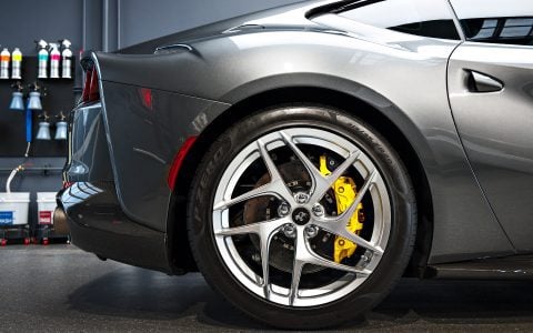 Grey Ferrari 812 Superfast - Full carbon fiber engine bay trim upgrades and Ceramic Coating
