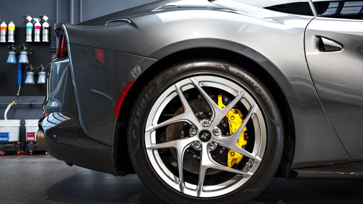 Grey Ferrari 812 Superfast - Full carbon fiber engine bay trim upgrades and Ceramic Coating