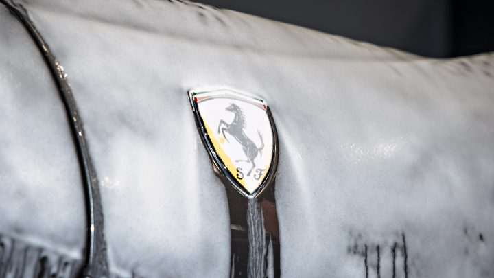 Grey Ferrari 812 Superfast - Full carbon fiber engine bay trim upgrades and Ceramic Coating