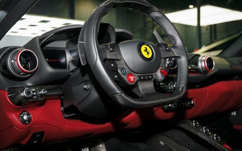 Grey Ferrari 812 Superfast - Full carbon fiber engine bay trim upgrades and Ceramic Coating