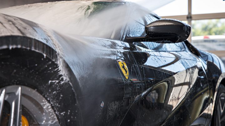 Grey Ferrari 812 Superfast - Full carbon fiber engine bay trim upgrades and Ceramic Coating