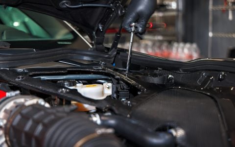 Grey Ferrari 812 Superfast - Full carbon fiber engine bay trim upgrades and Ceramic Coating