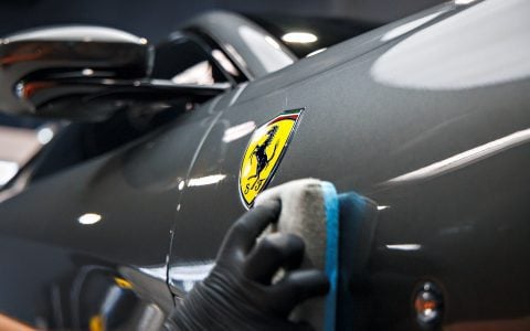 Grey Ferrari 812 Superfast - Full carbon fiber engine bay trim upgrades and Ceramic Coating