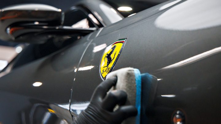 Grey Ferrari 812 Superfast - Full carbon fiber engine bay trim upgrades and Ceramic Coating