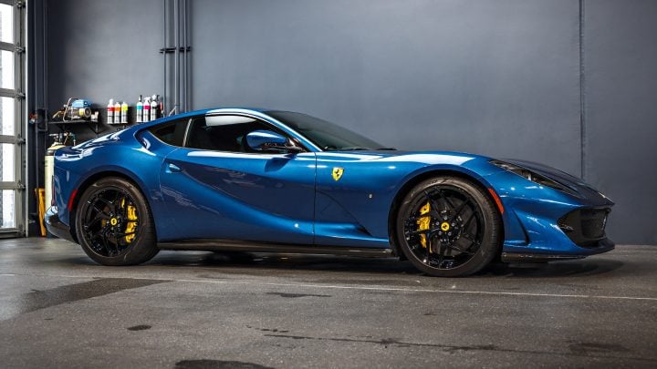 Blue Pozzi Ferrari 812 Superfast Upgraded with Carbon Fiber Trim & Ceramic Coating