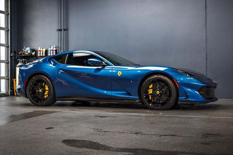 Blue Pozzi Ferrari 812 Superfast Upgraded with Carbon Fiber Trim & Ceramic Coating