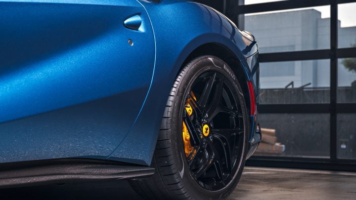 Blue Ferrari 812 Superfast - Full carbon fiber engine bay trim upgrades and Ceramic Coating