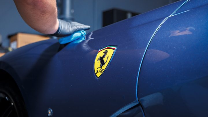 Blue Ferrari 812 Superfast - Full carbon fiber engine bay trim upgrades and Ceramic Coating