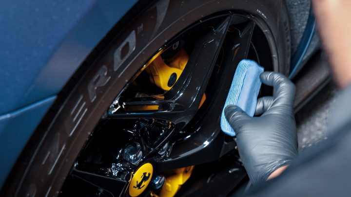 Blue Ferrari 812 Superfast - Full carbon fiber engine bay trim upgrades and Ceramic Coating