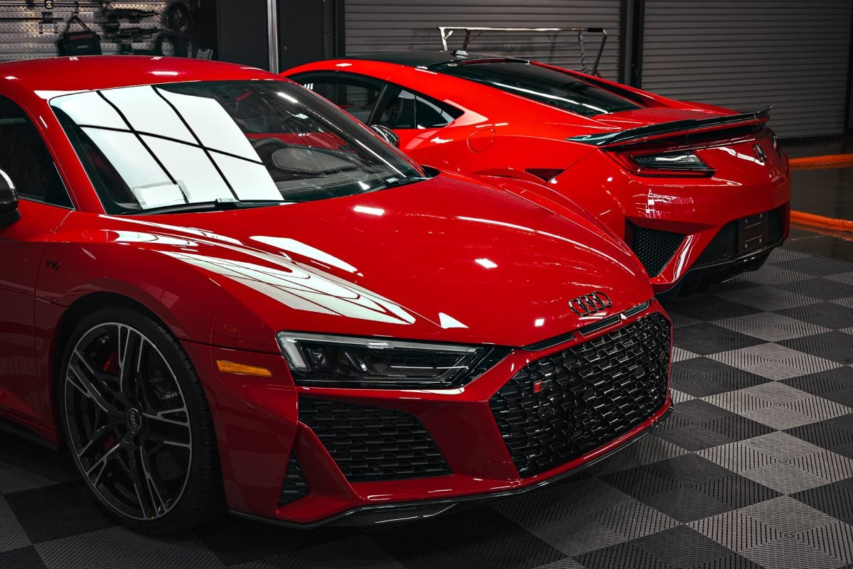 Honda NSX / Audi R8 Duo - XPEL Ultimate Plus PPF on front carbon fiber lip