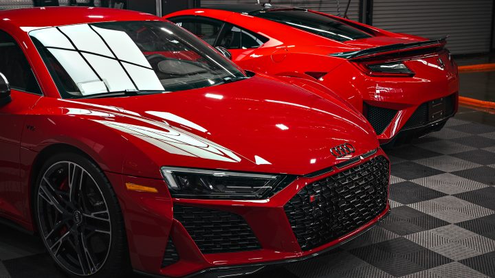 Honda NSX / Audi R8 Duo - XPEL Ultimate Plus PPF on front carbon fiber lip