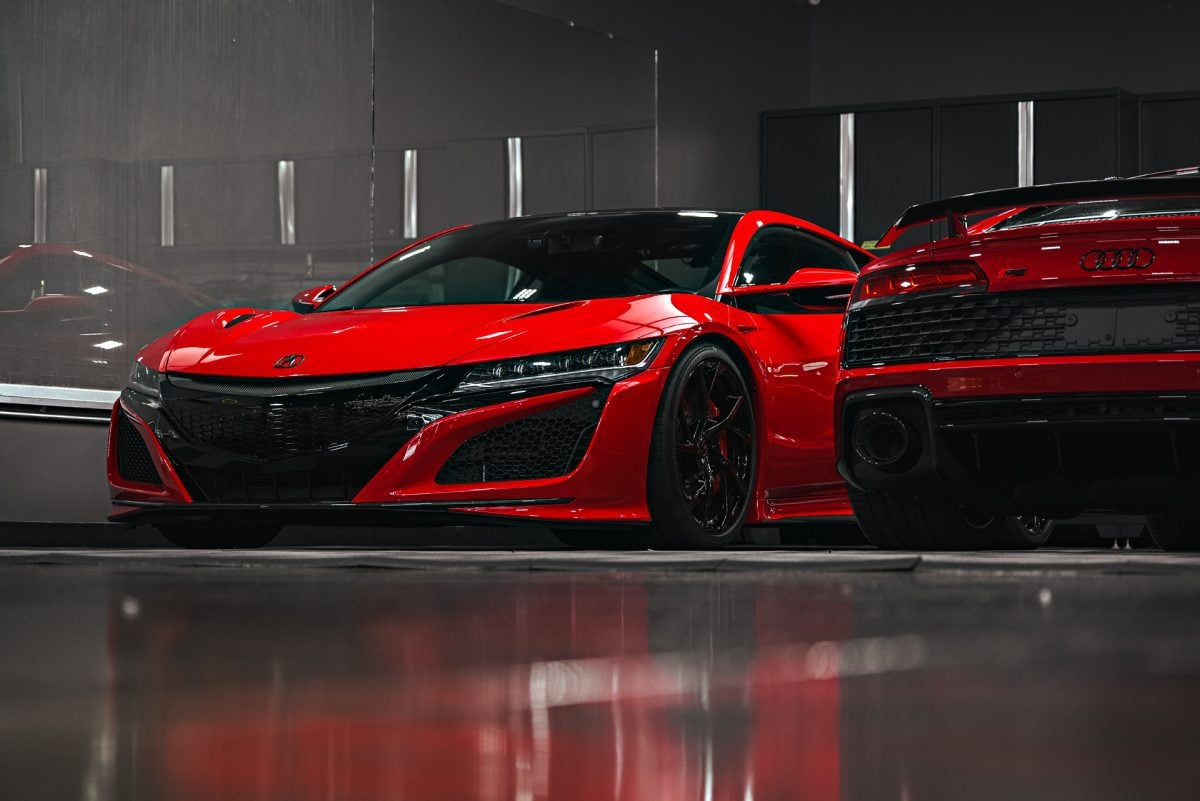 Honda NSX / Audi R8 Duo - XPEL Ultimate Plus PPF on front carbon fiber lip