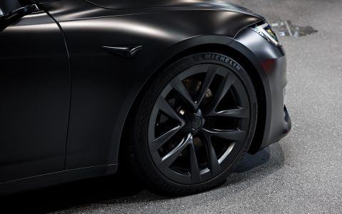 Satin Black Model S - Full vehicle color-change vinyl wrap, Window tint and Emblem blackout 5 Satin Black Model S - Full vehicle color-change vinyl wrap, Window tint and Emblem blackout