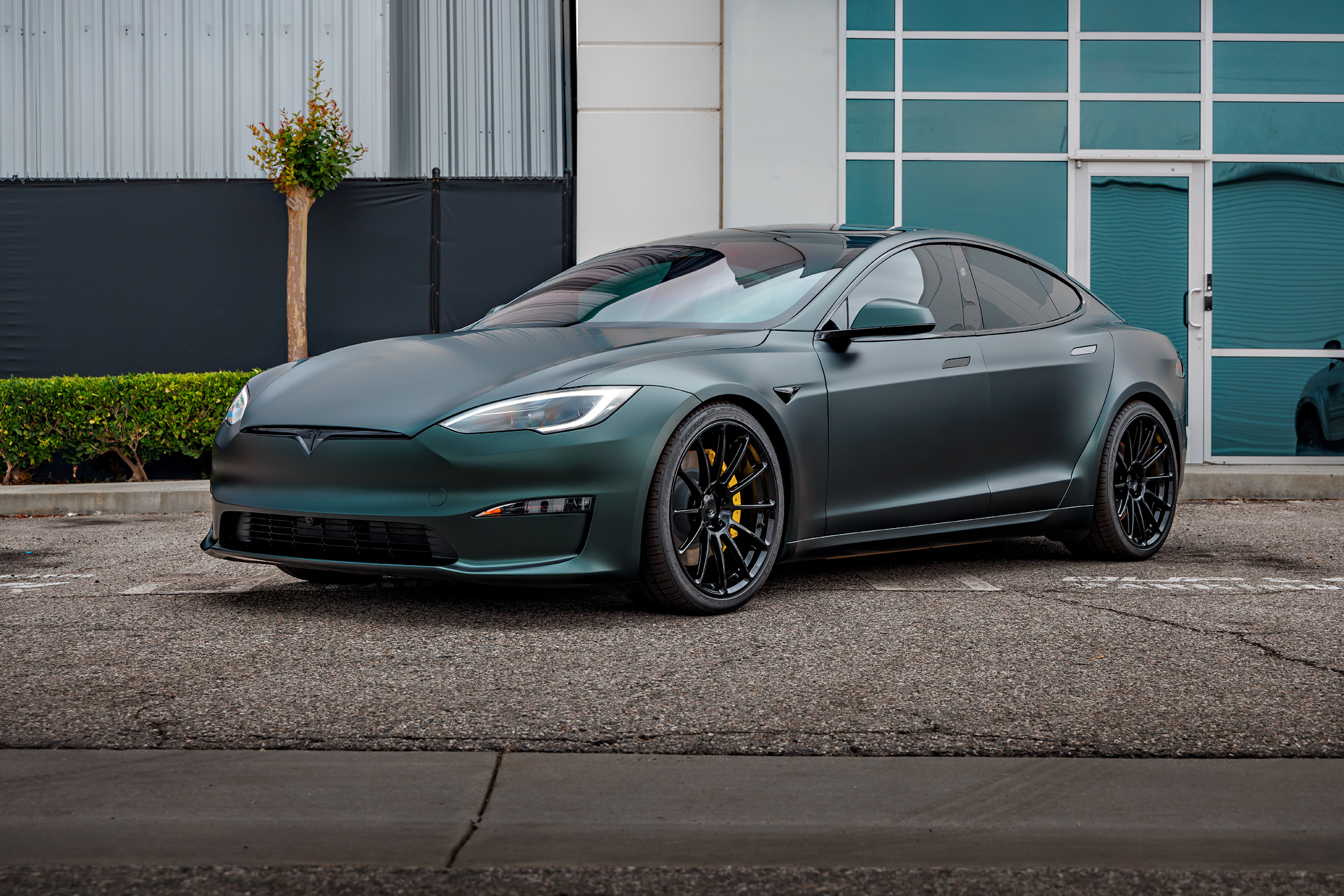 Dark Sage 2026 Tesla Model S – Full vehicle color-change vinyl, Ceramic Coating And More