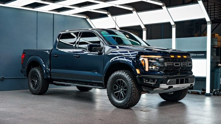 A Gorgeous Antimatter Blue Metallic Ford F150 Raptor Gets Wrapped in our LA Shop