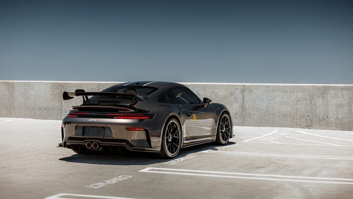 Featured image for PTS Anthracite Brown Porsche 992.2 GT3: TECHART Carbon, Akrapovic Titanium, and Full XPEL Protection by Bulletproof Automotive