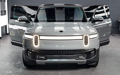 Limestone Rivian R1S: Full-Vehicle XPEL Ultimate Plus PPF, Prime XR Plus Ceramic Tint, and Matte Black Emblems at Bulletproof Auto Spa 17 BPAS Rivian F1S Paint Protection Film 1920px (13)