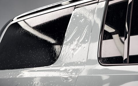 Limestone Rivian R1S: Full-Vehicle XPEL Ultimate Plus PPF, Prime XR Plus Ceramic Tint, and Matte Black Emblems at Bulletproof Auto Spa 7 BPAS Rivian F1S Paint Protection Film 1920px (3)