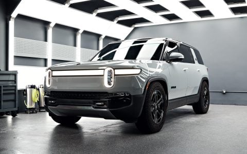 Limestone Rivian R1S: Full-Vehicle XPEL Ultimate Plus PPF, Prime XR Plus Ceramic Tint, and Matte Black Emblems at Bulletproof Auto Spa 11 BPAS Rivian F1S Paint Protection Film 1920px (7)