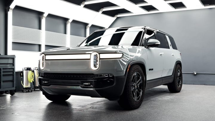 Featured image for Limestone Rivian R1S: Full-Vehicle XPEL Ultimate Plus PPF, Prime XR Plus Ceramic Tint, and Matte Black Emblems at Bulletproof Auto Spa
